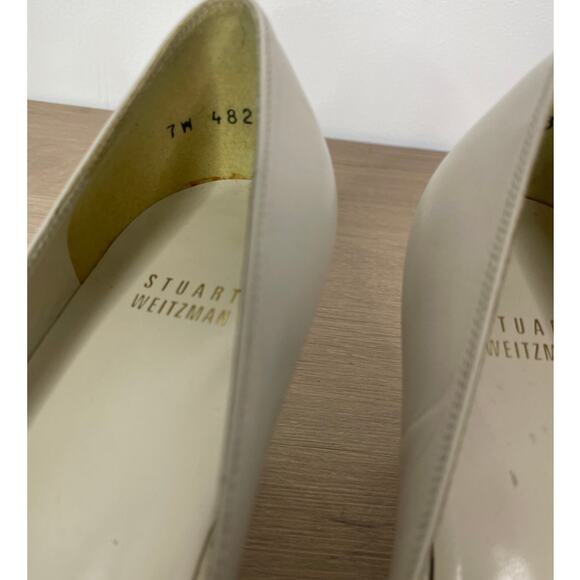 Stuart Weitzman Piccerelli White Perforated Peep Toe vintage Pumps 9.5 - Picture 6 of 8